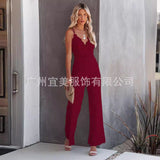 GOOSUDU INS New Design  Summer Sexy Elegant Women's Clothing Lace Jumpsuit Mid Waist Casual Pants Smooth Lining