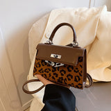 GOOSUDU 2025 Retro leopard print handbag women's popular new trend fashion Kelly bag niche high-end versatile shoulder women's bag