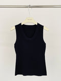 2025 ES MODISH spring new product versatile slim-fit knitted U leader vest solid color simple outerwear top girls