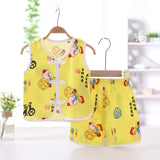 Baby Cotton Silk Clothes Summer Thin Boys Baby Chinese Style Vest Shorts Two-Piece Suit Ethnic Tang Suit Thin