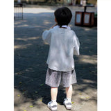 Boys' Summer Two-Piece Suit New T-shirt Shorts Set Fashionable Sports Casual Thin Boys' Loose Children's Clothing