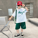 Children's Clothing Boys Summer Suit  New Summer Medium and Big Children Boy Thin Type Sports Summer Cool Handsome Fashion