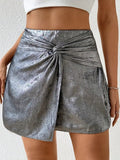 GOOSUDU 2025 fashion personality street sexy hottie high waist metal kink mini skirt