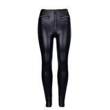 GOOSUDU Dark Sexy Futuristic Peach Hip Pu Tight High Waist Leather Pants Women's Ankle-Tied Zipper Motorcycle Slim-Fit Trousers for Women