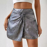 GOOSUDU 2025 fashion personality street sexy hottie high waist metal kink mini skirt