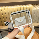 GOOSUDU 2025 transparent bag fashion women's bag  new wide shoulder strap small square bag PVC shoulder messenger bag mobile phone bag