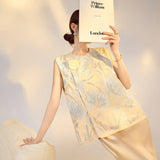 New Chinese style three-dimensional flower satin flower branches heavy industry embroidery vest temperament niche design vest M3124