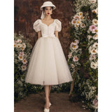 2025 retro light wedding dress  dream small man out dress temperament thin white fluffy dress spring
