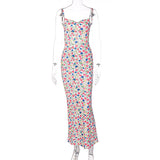 GOOSUDU 2025 spring ins style 2025 women's clothing new  sexy slim backless suspender floral dress women