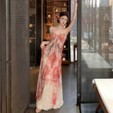 2025 Atmosphere Prosperous temperament Skinny niche high-end tie-dye new Chinese dress Super fairy seaside vacation dress