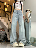 GOOSUDU NEWn Spring New Crystal Rhinestone Shining Straight Jeans Mop Pants Big Long Legs Fashionable Women