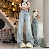 GOOSUDU NEWn Spring New Crystal Rhinestone Shining Straight Jeans Mop Pants Big Long Legs Fashionable Women