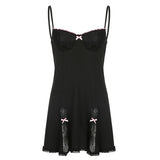 Dark Style Sexy Lace Splicing Sling Slimming Sheath Dress Female 2023 Spring and Summer European and American New