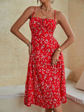 Popular trade  women's clothing    summer sexy suspender print under split dress