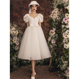 2025 retro light wedding dress  dream small man out dress temperament thin white fluffy dress spring