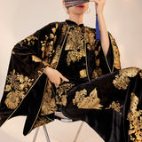 New Chinese style luxurious high-end embroidery printing design jacket cape dress set female M9005