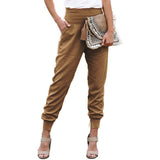 GOOSUDU Independent Station  Summer New Women's Elastic Waist Cropped Pants Hem Slit Solid Color Casual Pants