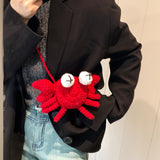 GOOSUDU 2025 Children's wool knitted bag popular new cartoon little crab girl change messenger bag girl baby shoulder bag