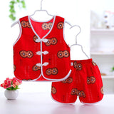 Baby Cotton Silk Clothes Summer Thin Boys Baby Chinese Style Vest Shorts Two-Piece Suit Ethnic Tang Suit Thin