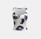 GOOSUDU 2025 DB003 personality hot-selling summer new hot girl y2k fashion street sexy square collar printed navel small vest women