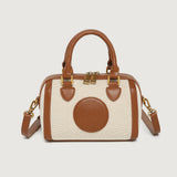 GOOSUDU 2025 Niche light luxury women's bag contrasting color wave canvas Boston pillow bag portable commuter women's bag single shoulder crossbody small bag women