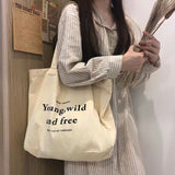 Women's Bag  New Korean Style Fashionable One-Shoulder Canvas Bag Large Capacity Harajuku Japanese Style Ulzzang Shopping Fu