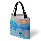 Cross-Border Supply Monet Sunrise Impressionist Oil Painting Digital Printing Eco-friendly Bag Vintage Canvas Bag