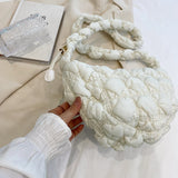 GOOSUDU Niche South Korea Pleated Cloud Bag Ins Versatile Bubble Underarm Bag down Cotton Jacket Bag Shoulder Crossbody Dumpling Bag