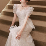 goosudu Fishtail Evening Dress for Women  New High Sense High-End Affordable Luxury Niche Adult Wedding Dress  Host Toast