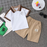 Boys' Summer Short Sleeve Suit 0-5 Years Old Children's Polo Shirt Lapel T-shirt Shorts 2 Pieces Set Foreign Trade Children's Wear Wholesale