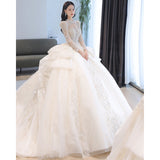 goosudu Main Wedding Dress Long Sleeve New -Style Bride Small Sense Palace Style Retro Trailing New Factory Direct Sales