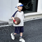 Boys Summer Suit  New Handsome Children's Short-Sleeved Boys' Clothes Big Children's Summer Quick-Drying Sports Children's Clothing