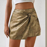 GOOSUDU 2025 fashion personality street sexy hottie high waist metal kink mini skirt