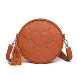 GOOSUDU 2025Crossbody bag love small round bag popular autumn new New fringed women's bag fashion portable shoulder PU small bag