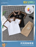 Boys' Summer Short Sleeve Suit 0-5 Years Old Children's Polo Shirt Lapel T-shirt Shorts 2 Pieces Set Foreign Trade Children's Wear Wholesale