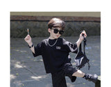 Boys' Summer Two-Piece Suit New T-shirt Shorts Set Fashionable Sports Casual Thin Boys' Loose Children's Clothing