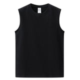 GOOSUDU Men's 230G Solid Color Cotton Vest Sleeveless Sports Casual round Neck Waistcoat Outerwear T-shirt Base Shirt Loose