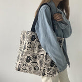 Women's Bag  New Korean Style Fashionable One-Shoulder Canvas Bag Large Capacity Harajuku Japanese Style Ulzzang Shopping Fu