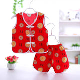 Baby Cotton Silk Clothes Summer Thin Boys Baby Chinese Style Vest Shorts Two-Piece Suit Ethnic Tang Suit Thin