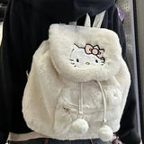 Cute Plush Flip New Winter Sweet Backpack Hello Kitty Melody Clow M Backpack Large Capacity Schoolbag