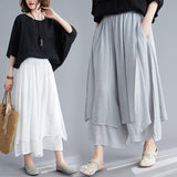 GOOSUDU Summer New Cotton and Linen Wide-Leg Pants Artistic Solid Color Silk Cropped Pants Women's Culottes