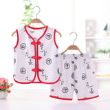 Baby Cotton Silk Clothes Summer Thin Boys Baby Chinese Style Vest Shorts Two-Piece Suit Ethnic Tang Suit Thin