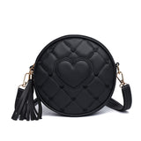 GOOSUDU 2025Crossbody bag love small round bag popular autumn new New fringed women's bag fashion portable shoulder PU small bag