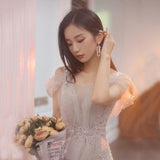 goosudu Evening Dress  Summer New Banquet Temperament Heavy Industry Light Wedding Dress Engagement Dress Host Evening Dress