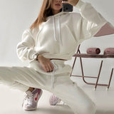 GOOSUDU New 2025 solid color casual fashion sports sweater set women's new autumn and winter hooded sweater sweatpants two-piece set