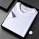 GOOSUDU 100 Cotton White Short Sleeve T-shirt Men's Summer  round Neck Shoulder Half Sleeve Cool Breathable Mercerized Cotton Top