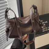 GOOSUDU 2025 Niche high-end locomotive soft leather bag women's popular new versatile fashion shoulder messenger cool sa casual armpit bag