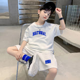 Children's Clothing Boys Summer Suit Solid Color  New Korean Style Children's Loose Two-Piece Suit Medium and Large Children's Casual Fashion