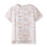 New Chinese style printing solid color short-sleeved light luxury interior with summer high-end temperament mulberry silk t-shirt M3118