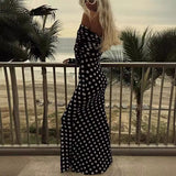 2024 European and American Spring and Summer New New Voile Polka Dot Stitching off-Shoulder Sexy Slim Fit Dress Women